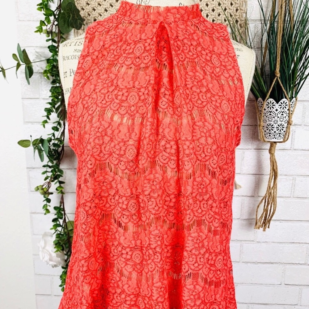 Love,Fire Lace Coral Top